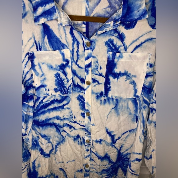 CALIA by Carrie Underwood Tie Dye Button Down Cover Up - Picture 3 of 11